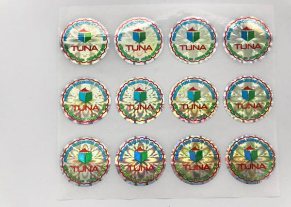 Shining Tuna Food Laser Label Sticker , Die Cut Shape Self Adhesive Laser Labels