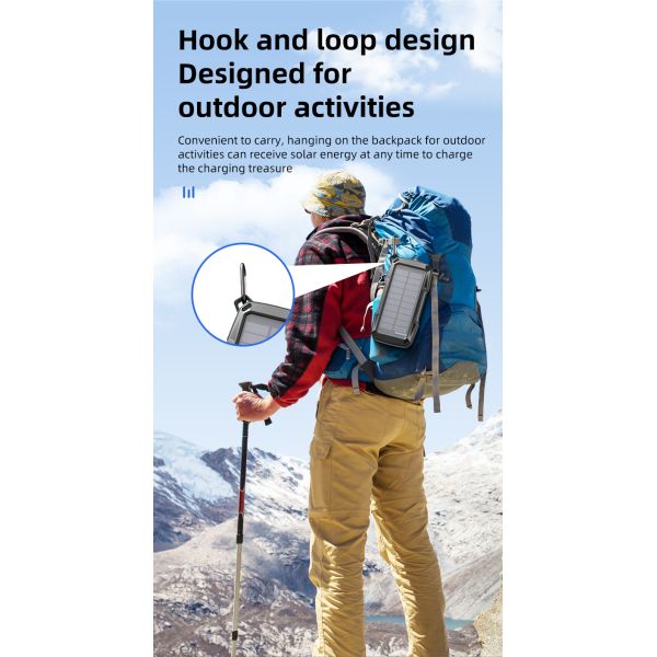 10000mAh Waterproof Solar Power Bank Portable Charger LED Light Cable External Battery Pack