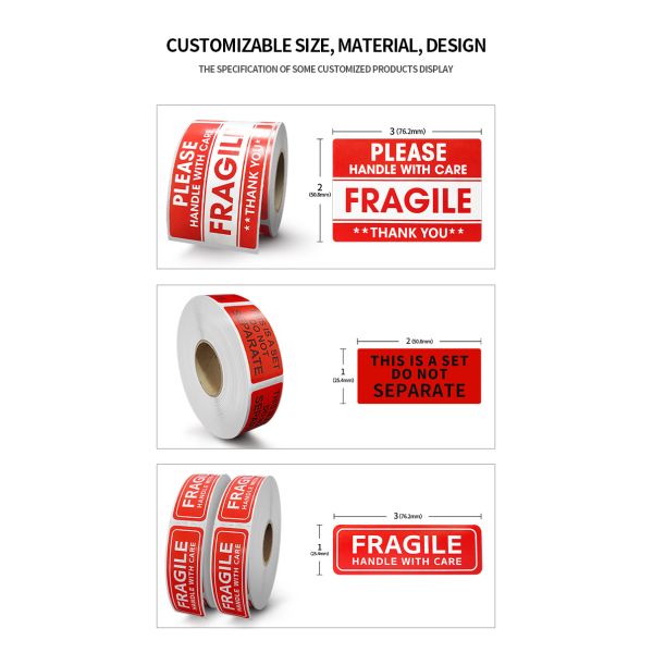 Packing Fragile Warning Labels Custom Printed Strong Adhesive