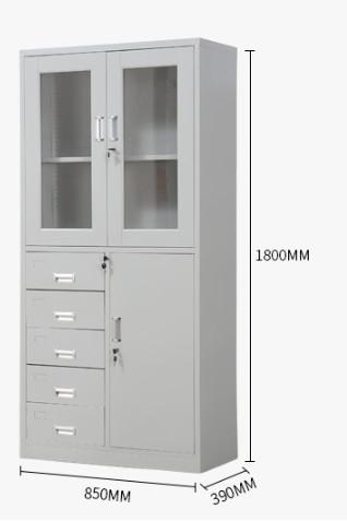 Large Capacity Steel File Cabinet With Lock , Fiber Glass Door 5 Drawer Metal Filing Cabinet