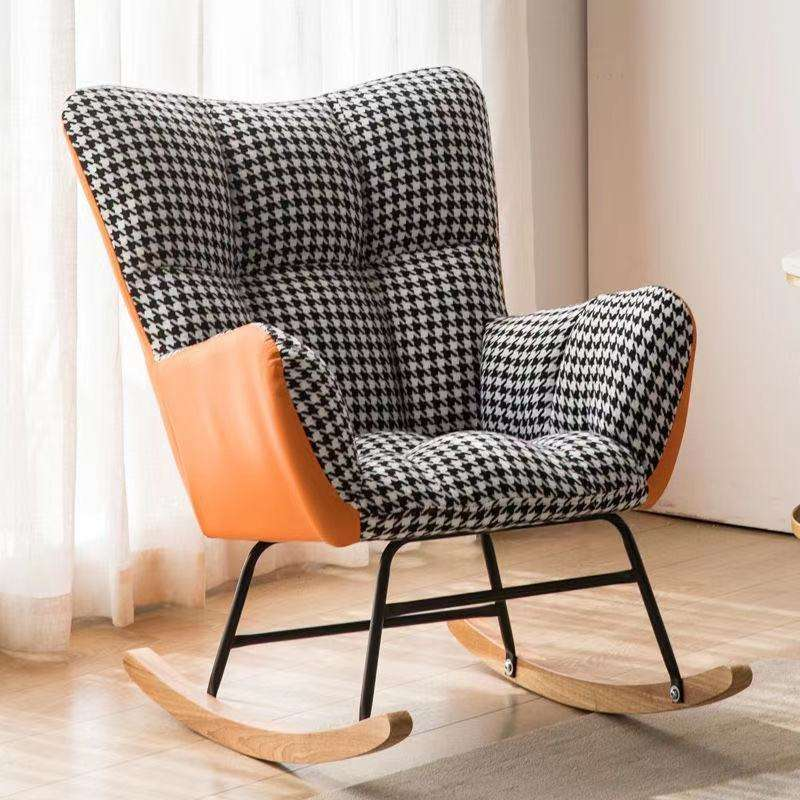 Modern Lazy Rocking Lounge High Elasticity Sponge Filling Chair Single Seat Metal Frame Leisure Casual Sofa Chair Accent Chair