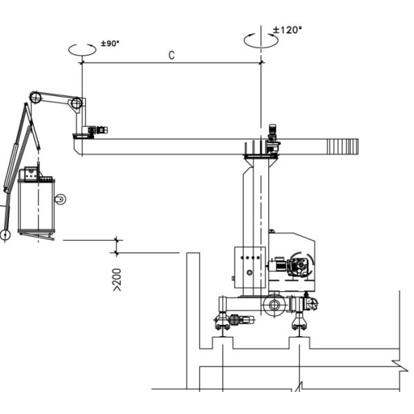 500m Height Building Maintenance Unit With 300kg Aluminium Gondola Permanently Installed On Building Top