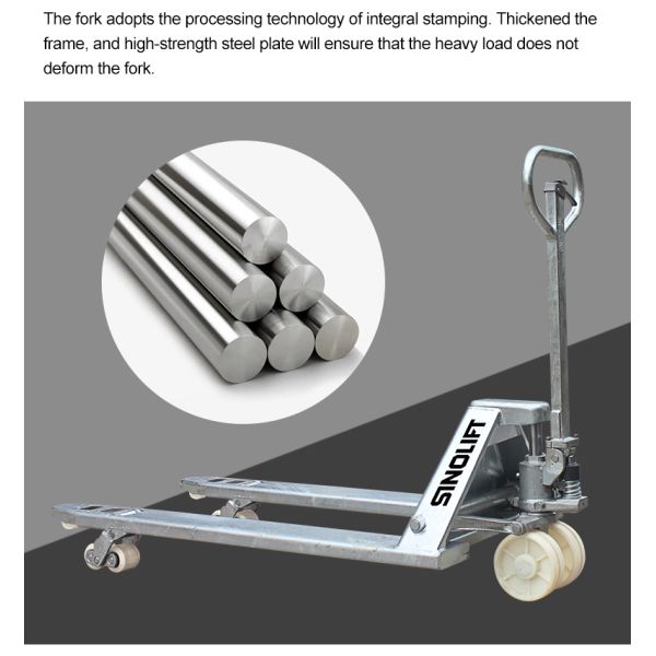 SINOLIFT Load 2500kg Maximum outer width 520mm NPG Hand Galvanized Pallet Truck