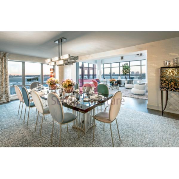 Armless Round High Back Metal Restaurant Chairs With Elegant Macarons Color