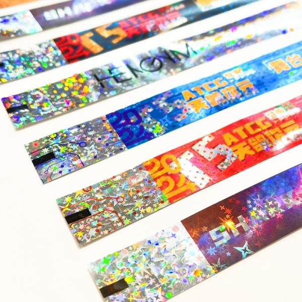 Eventos Glitter Brilhante Pulseira Promocional Impermeável Laser Estrela Pulseira de Papel Eventos Adultos Crianças Pulseira de Admissão