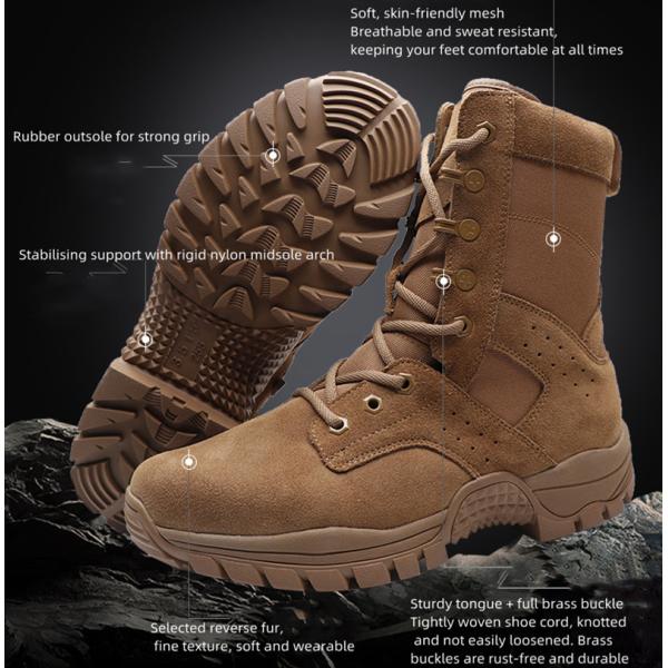 3515 Military Leather Boots Brown EVA Insole Tactical Boots With Zipper