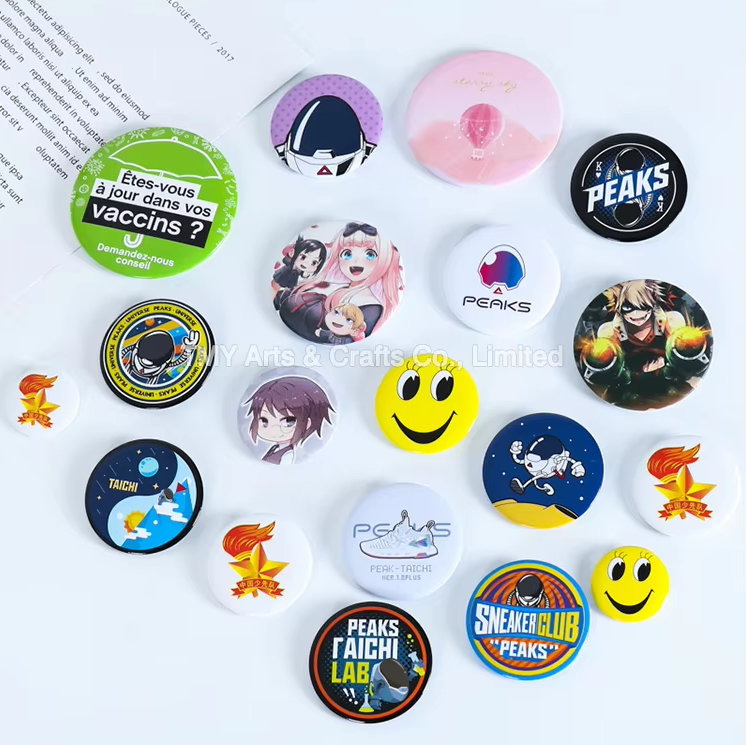 Magnetic Button Badges Custom Printing Tin Round/Square Badges And Pins With Logo