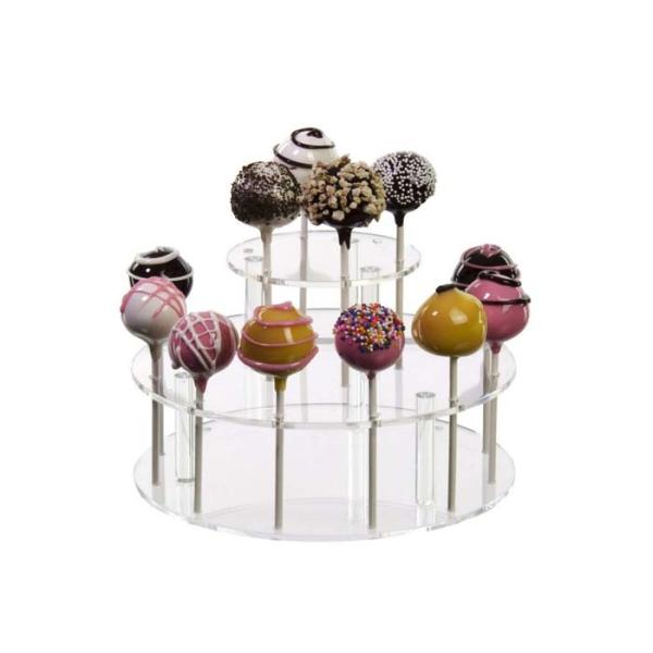 Round 3 Layer Acrylic Cake Stand , Clear / Black Acrylic Candy Display