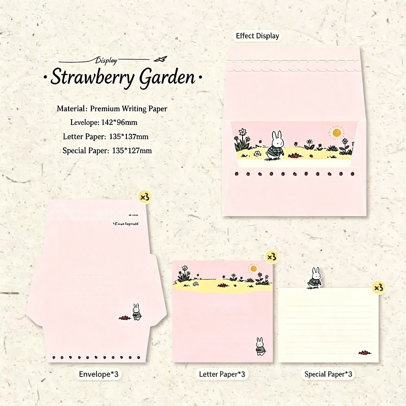 Cute Animal Letter Paper Set Tear Strip Easy Open Envelope Stationery