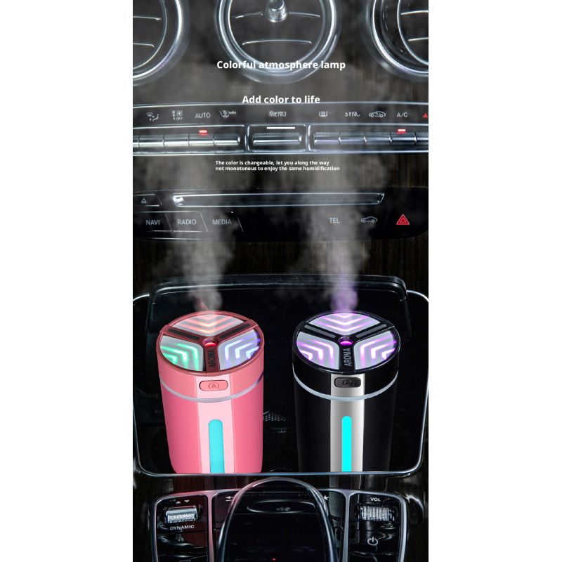 300ml Capacity Ultrasonic Car Humidifier With AI Scent Spray 36db Noise Level