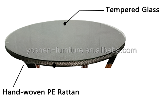 2 Seater Outdoor Aluminum Rattan Dining Table Set with Glass Top Forgarden Patio Balacony Terrance