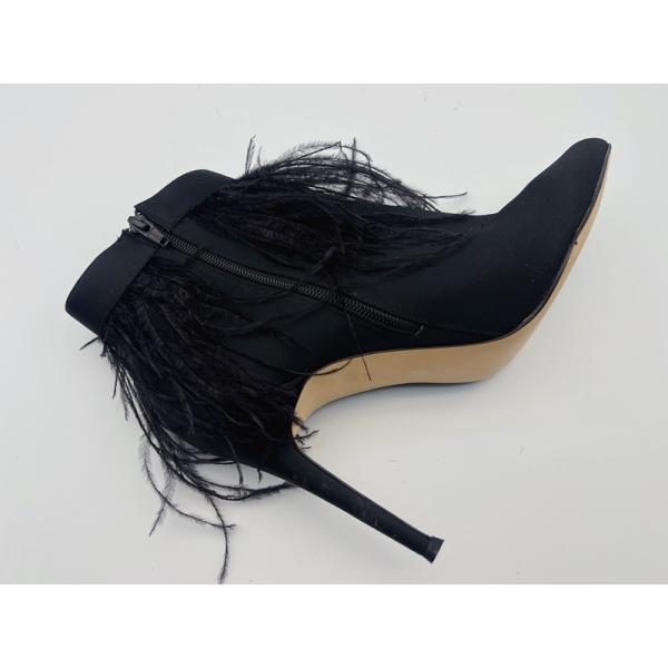 Black Women'S Genuine Leather Boots , Stiletto Heel Pointed Toe Ankle Boots