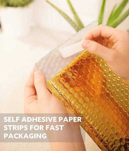 CTCX Small Gold Padded Envelope Bubble Mailers Custom Logo Gold Shipping Bags Metallic Bubble Mailer Bubble Polymailers