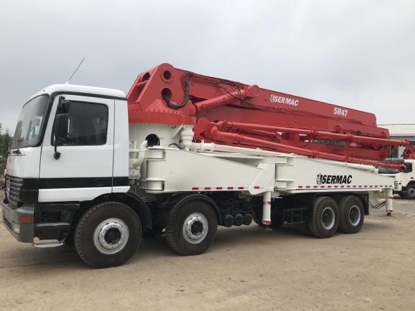 Bomba concreta de funcionamento alta Sermac 47m Benz Used Concrete Pump Truck do reboque