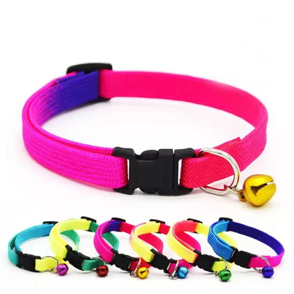 Nylon Pet Collar Gradient Color Puppy Dog Cat Collar With Bell