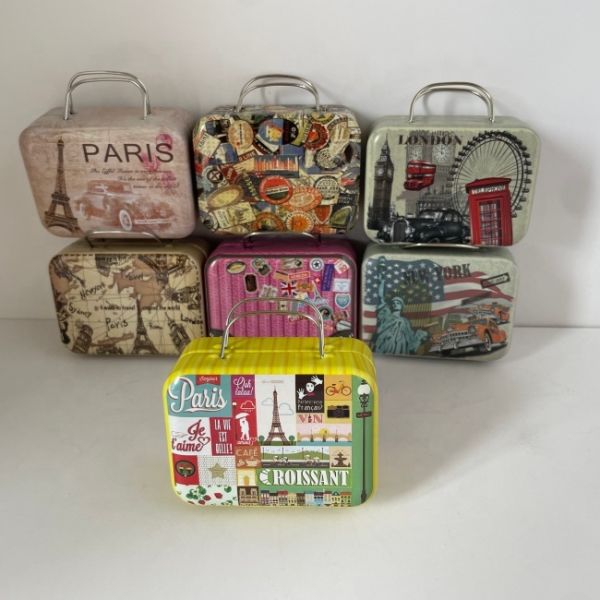 Small Metal Square Gift Box Tin With Handle L75*W55*H35mm For Toy Craft Cosmetic