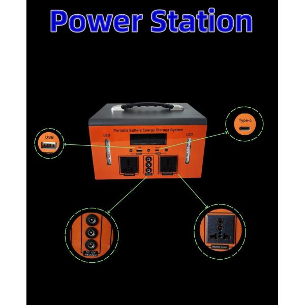 300W Off-Grid Solar Mobile Device Charging Station with 12V DC Output Correction Wave
