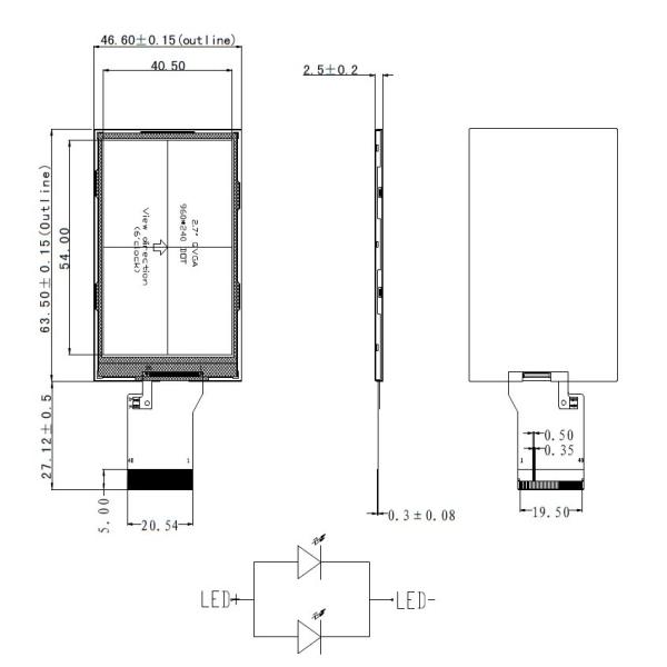 ILI8961A Driving IC 16.7M Color 2.7 Inch TFT LCD Displays