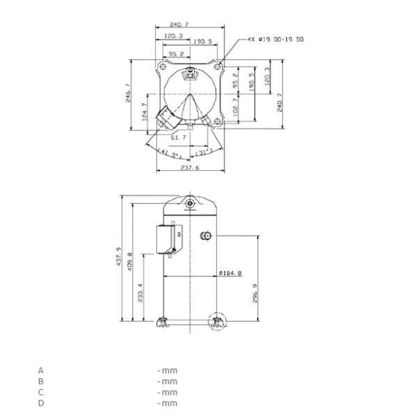 Компрессор теплового насоса Zh38K4e-Tfd 5HP Copeland Copelametic