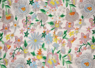 Polyester Multi Colored Dress Lace Fabric With Heavy Embroidery By OEKO TEX 100