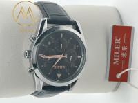 30 Meters Stylish Water Resistant Quartz Wrist Watch Engraved Logo Leather Strap Quartz Watch