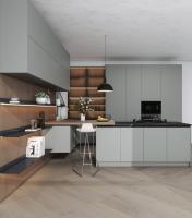 Design de meubles de cuisine du Moyen-Orient sur mesure Tableaux EB Armoire de cuisine en faisceau de bois pour appartement