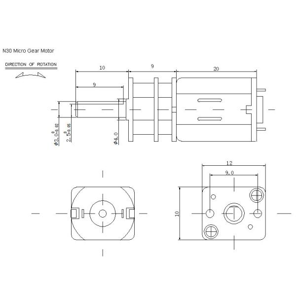 DC вала 6v 12v Dia моторов 2000rpm 3mm шестерни DC N30 12mm микро-