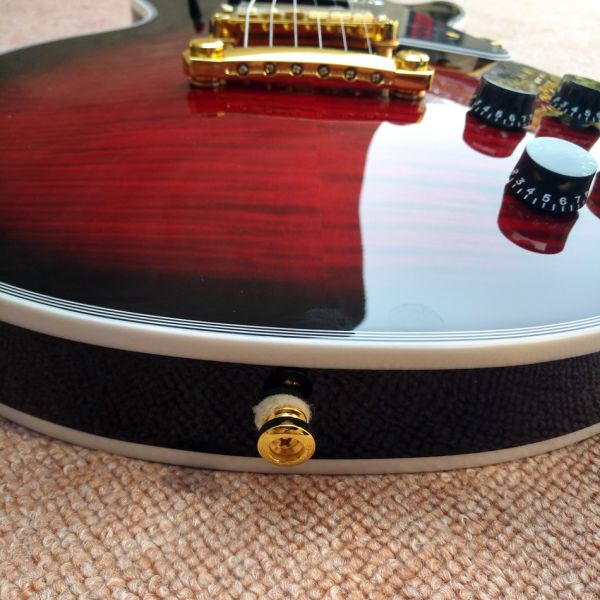High Quality Custom LP electric guitar, Red Flame Maple Top electric guitar with Gold hardware, free shipping