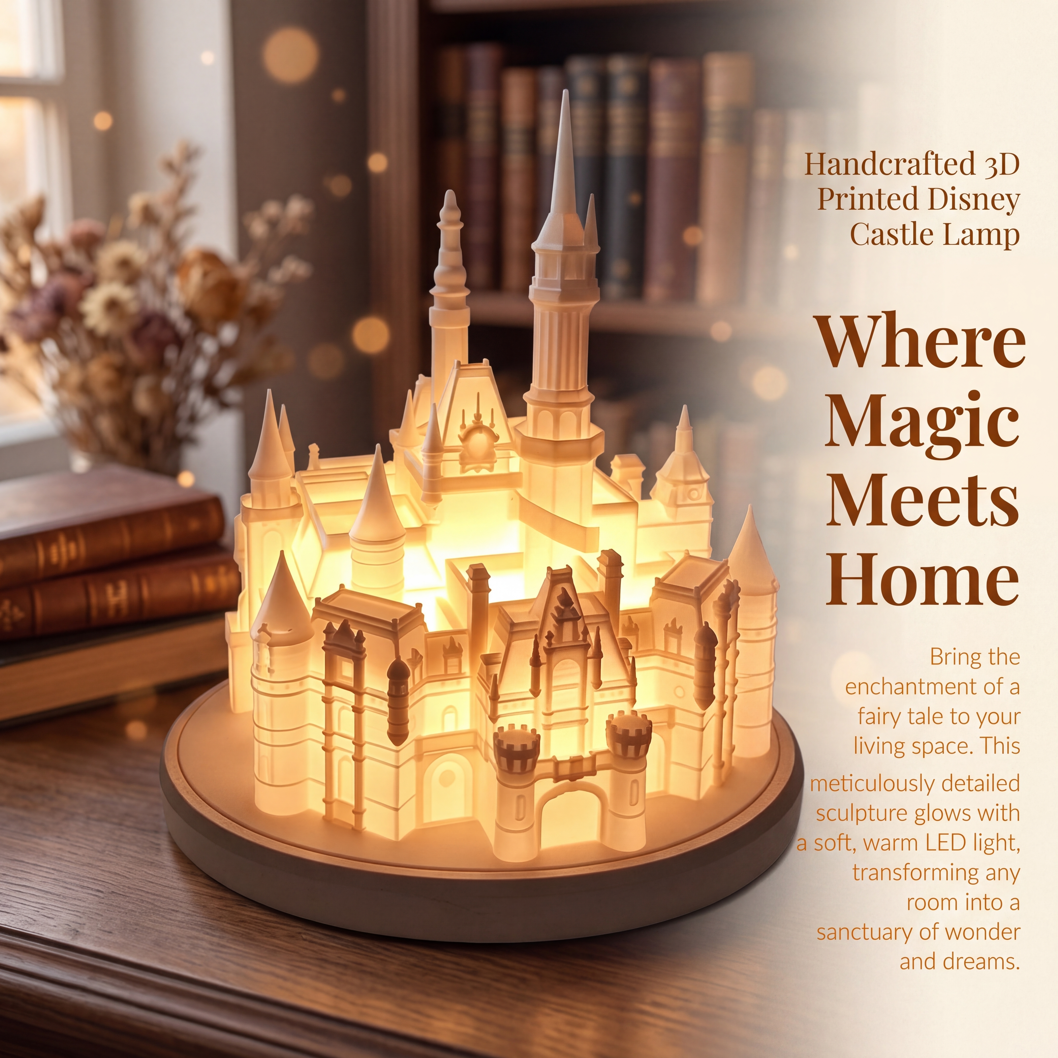 Disney Castle 3D Printed Lighting Fixtures OEM Night Light Table Lamp Ornament Gift