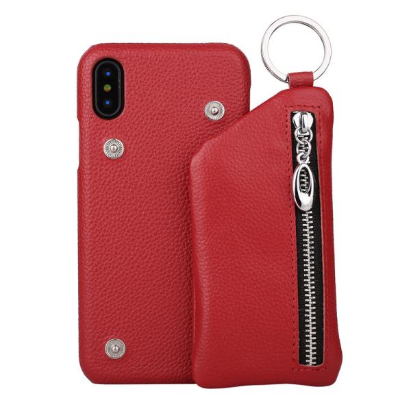 Phone accessory for iPhone 8 Leather Wallet Case, lichi genuine leather case for iphone X