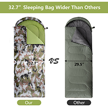 Camouflage Camping Sleeping Bag, Adults & Kids Seasons Warm Cold Weather Hiking Camping Indoor Outdoor Use