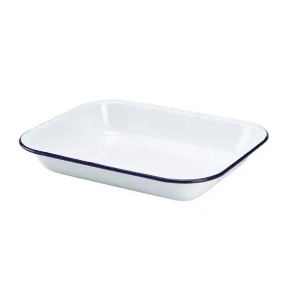 304 Steel Rim Vintage Rectangle Enamel Baking Roaster Custom Color 18cm 20cm 22cm 24cm 27cm