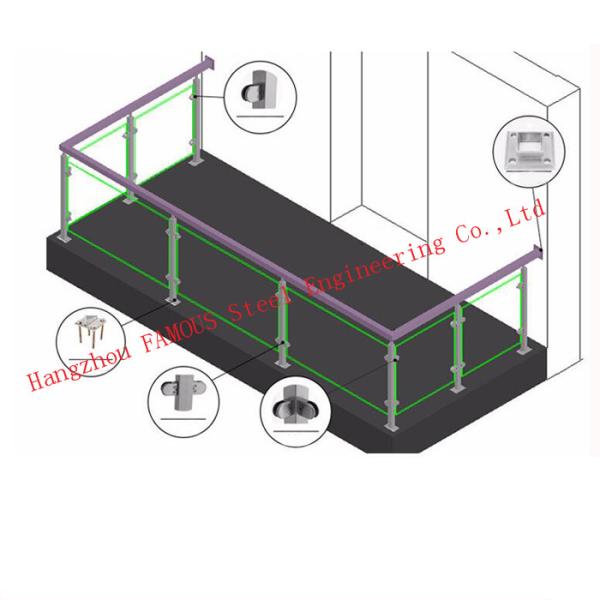 Spigot Bracket Outdoor Glass Balustrade Toughenend Glass Railing Handrail