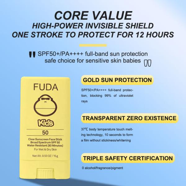 Vitamine E hydratant minéral clair Crème solaire à base de sticks Crème solaire SPF50 Pour les enfants