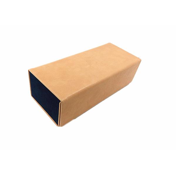 Folding Custom Sunglass Case Brown PU Glasses Case Eyewear Box