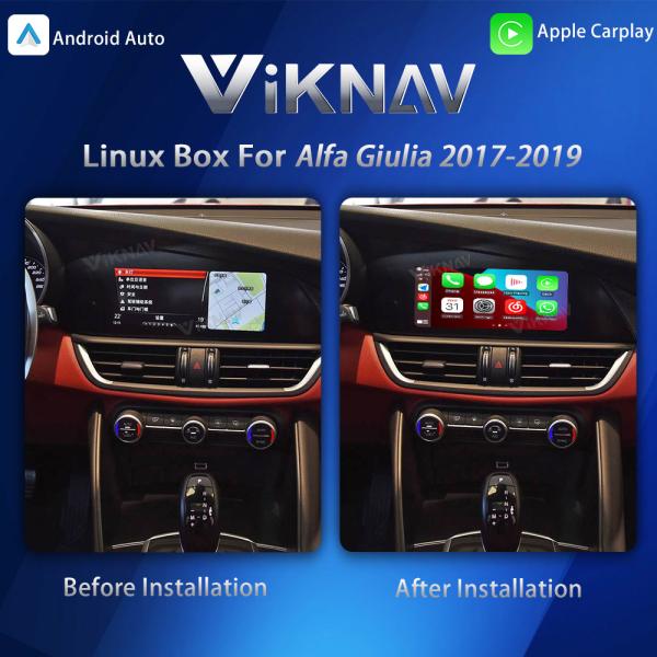 Boîte d'interface Viknav Linux pour Alfa Giulia 2017-2019 avec le jeu sans fil CarPlay Android Auto