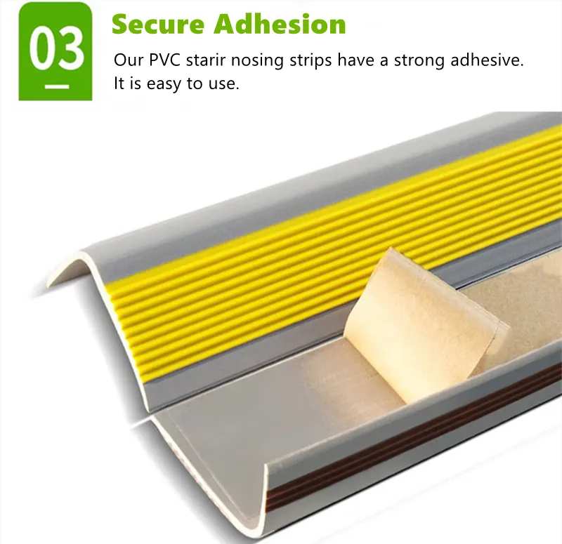 Anti-Slip Stair Treads Rubber Floor Decking External Stair Edge Nosing Trim Vinyl Floor Strips for Indoor & Outdoor Stairs