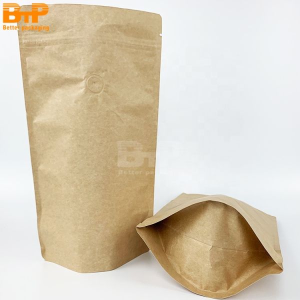 Custom Foil Bag Brown White Kraft Paper Eco-friendly Zip Lock Mylar Food Dried Fruits Stand up Pouch Packaging Bag