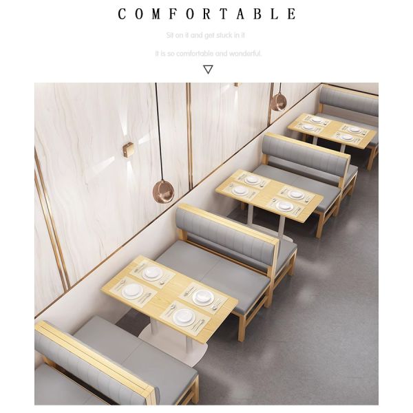 Modern Green Leather Restaurant Booth Seating Wooden Coffee Shop Table and Chair Fireproof Board Dining Table Set
