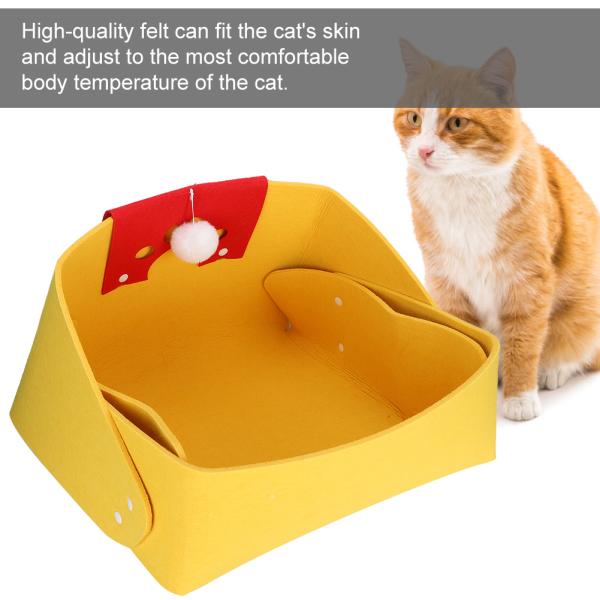 Cat Yellow Sleeping Bed Laser Logo EN71 Felt Pet Cave House