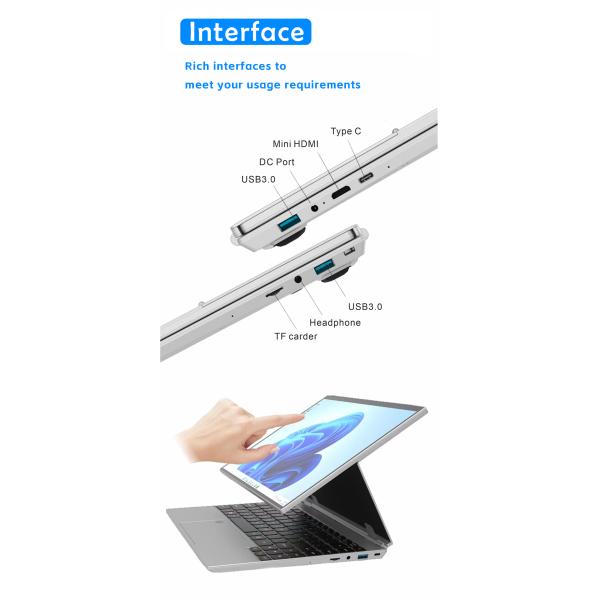 14 Inch Yoga Touchscreen Laptop Intel Celeron N95 16GB RAM Windows 11