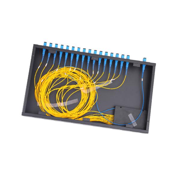 Rack Mounted 1x16 PLC Fiber Splitter 1U Pre Loaded With SC Adapter