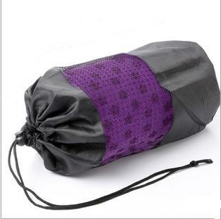 purple yoga towel with mesh bag for yoga
