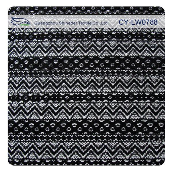Jacquard Nylon Cotton Corded Lace Fabric For Garment Material SGS BV ITS CY-LW0788