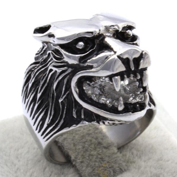 Wolf casting titanium steel ring antique wholesale men's sports leisure dance