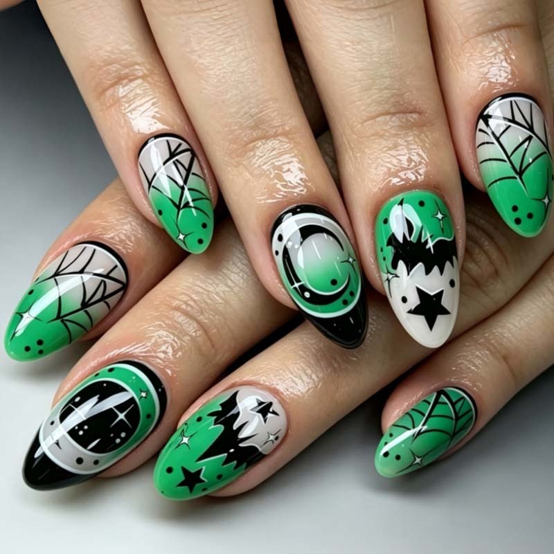 Gothic Halloween Holiday Artificial False Nails Wholesale Spider Web Bat