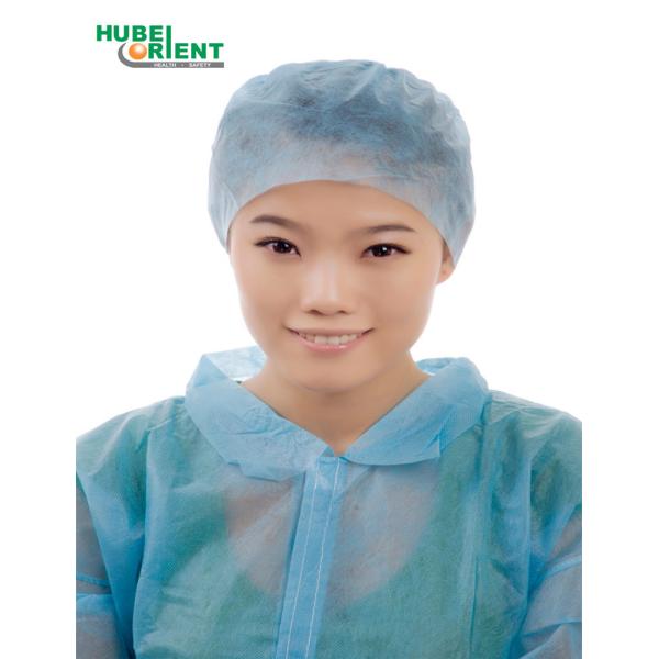 医学の使い捨て可能な非編まれた円形SMSの毛のBouffant帽子の青