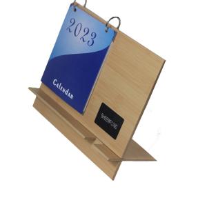 Printing Custom 365 Day Calendar , Wooden Desk Calendar With Wireless Charger