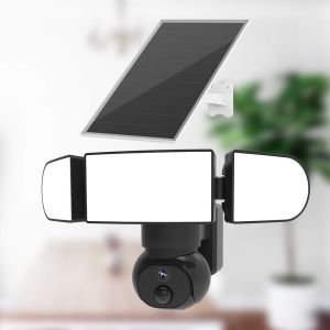 4MP WiFi Солнечная камера безопасности Сирена Сигнализация 6500K Прожектор 3M Кабель 2K