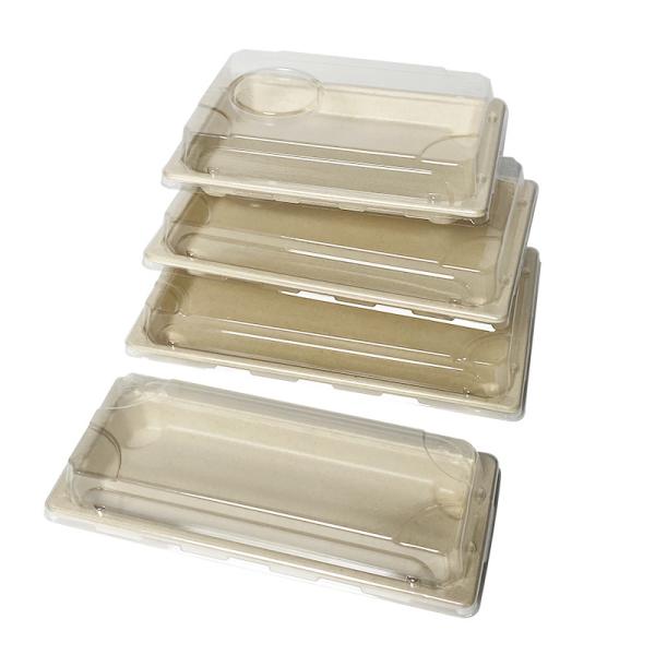 11g Dinnerware Fast Food Biodegradable Bagasse Tableware Sushi Tray With Pet Lid